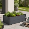 R-Home Floral műanyag magaságyás, 50×100×32 cm, antracit, fahatású