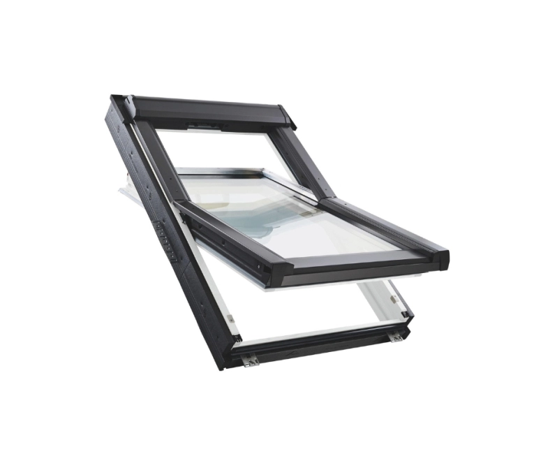 Roto Q-4 Tronic műanyag tetőtéri ablak 114 × 118 cm, 2 rétegű Comfort üveg, rádiós vezérlésű