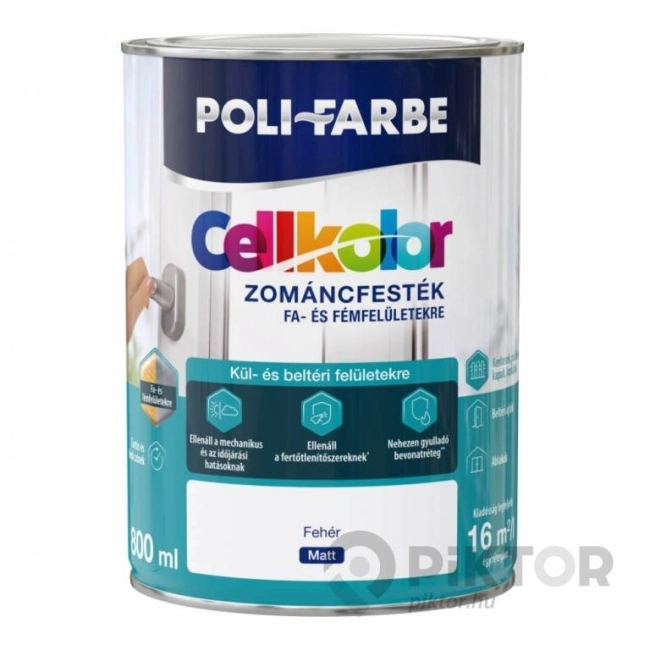 Poli-Farbe Cellkolor Zománcfesték fára és fémre matt fehér 0,8 l