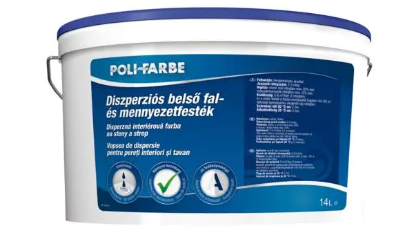 Poli-Farbe Diszperziós beltéri fal és mennyezet festék Poli-kutya fehér 14 l