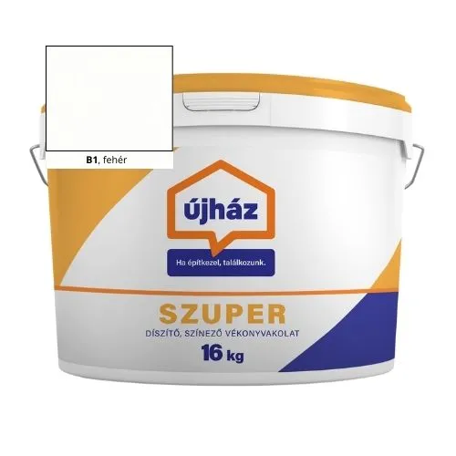 újHÁZ Szuper Vékonyvakolat, kapart 1,5 mm B1 fehér, 16 kg