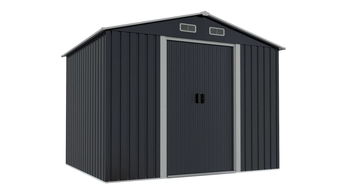 R-Home Nordic Mid 8x6’ fém kerti szerszámtároló kisház, 261x202x202 cm, antracit