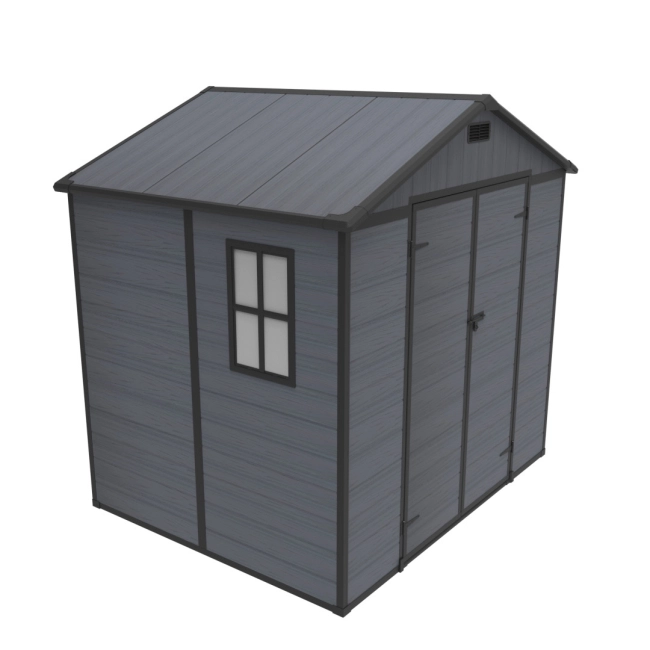 R-Home Montana Mid műanyag kerti szerszámosház, 8×6´, 229,5×183×226,5 cm, antracit, fahatású