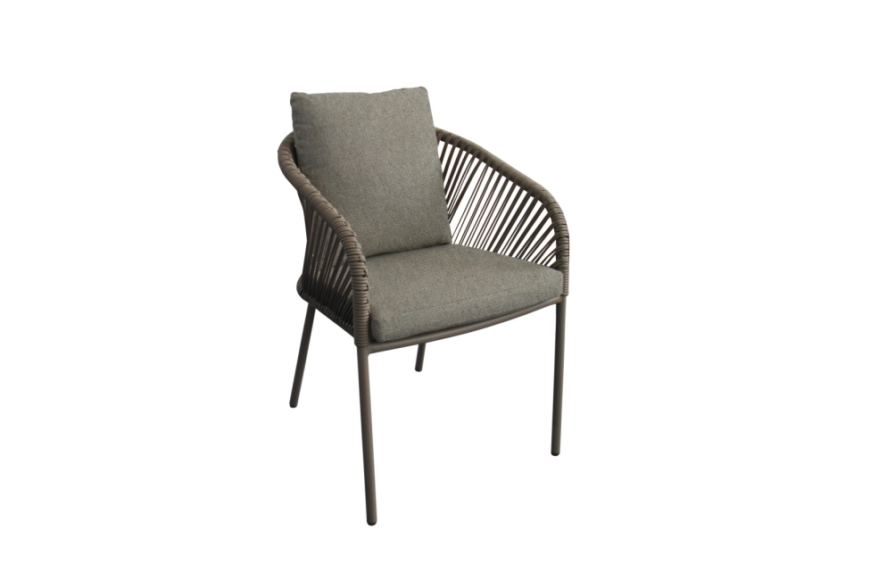 L-YO Peacock rattan étkezőszék (TPU), taupe, 56,5×61,5×77 cm, alumínium vázas