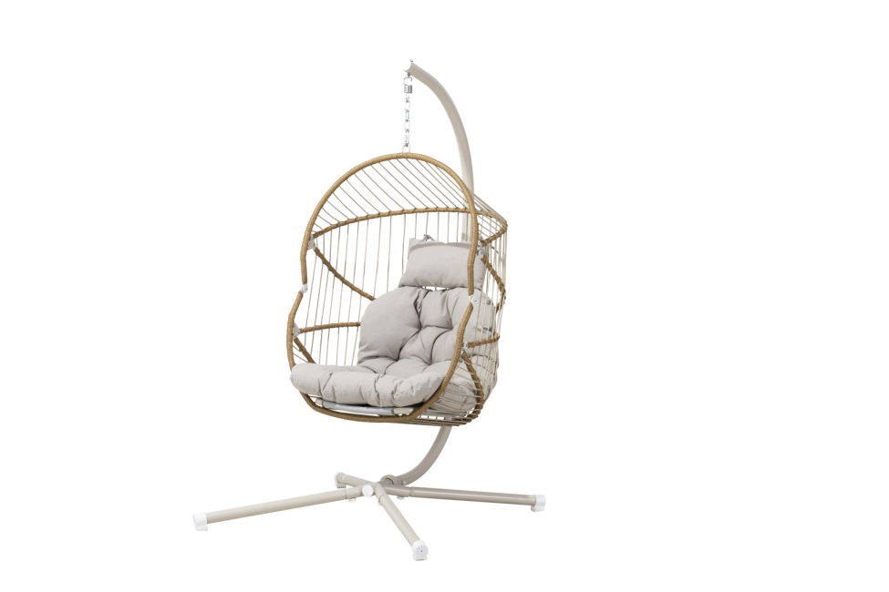 J-Home Enzo rattan kerti pihenőszék, acélvázas, kötélfonatos, 101x110x185cm