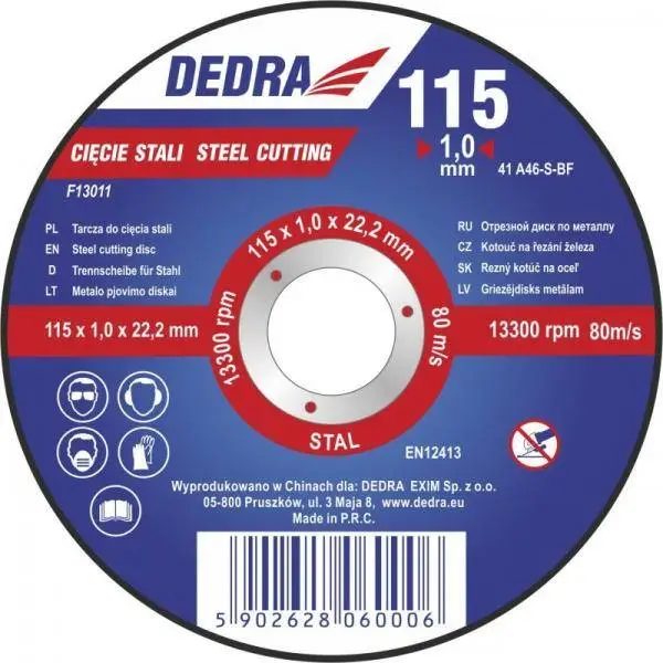 Dedra 115x1,0x22,2 acélra