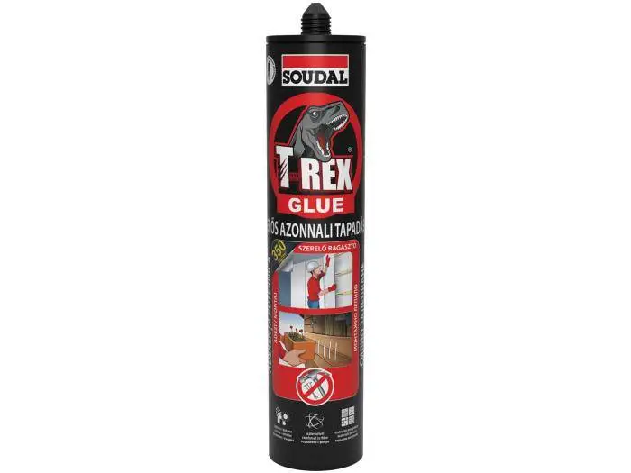 Soudal T-Rex Szerelőragasztó, azonnal rögzítő piros 380 g
