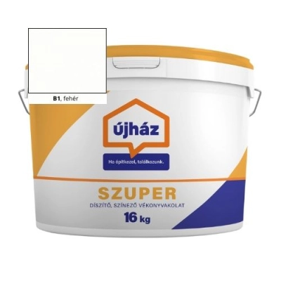 újHÁZ Szuper Vékonyvakolat, kapart 1,5 mm B1 fehér, 16 kg