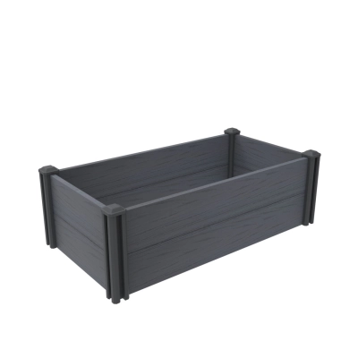R-Home Floral műanyag magaságyás, 50×100×32 cm, antracit, fahatású