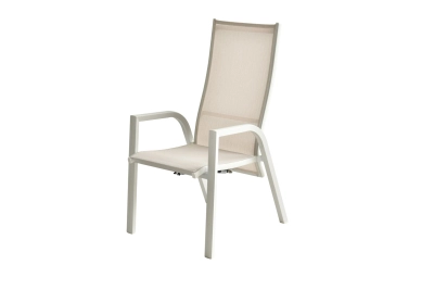 L-YO Saphira kerti étkezőszék, alu váz, 57,5x76-110x110-88 cm, pezsgő
